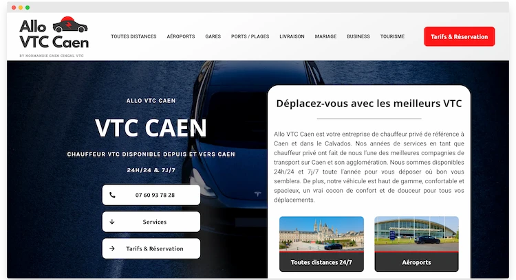Site internet VTC Caen